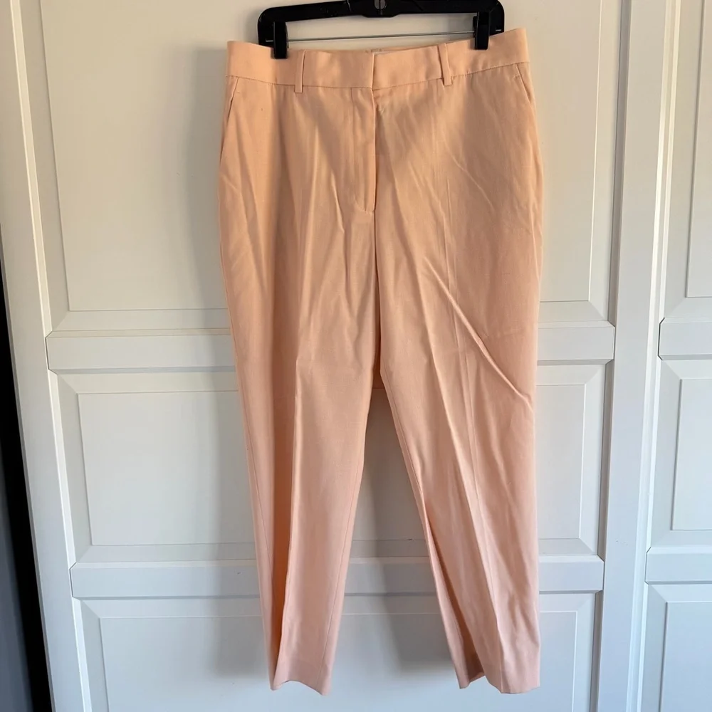 New! REISS Apricot Evelyn Wool Linen Blend Slim Fit Trousers Pants 41541
